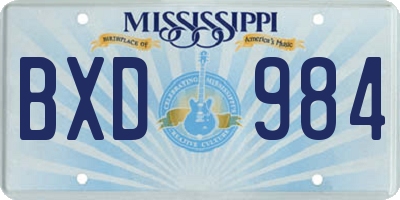 MS license plate BXD984
