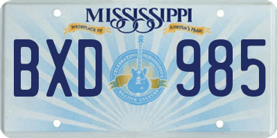 MS license plate BXD985