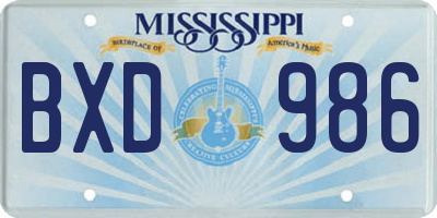 MS license plate BXD986