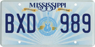 MS license plate BXD989