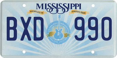 MS license plate BXD990
