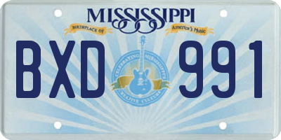 MS license plate BXD991