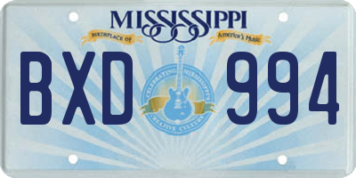 MS license plate BXD994