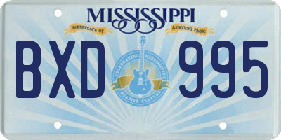 MS license plate BXD995
