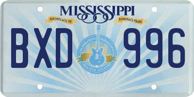 MS license plate BXD996