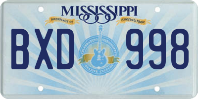 MS license plate BXD998