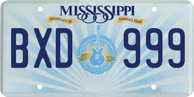 MS license plate BXD999