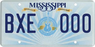 MS license plate BXE000