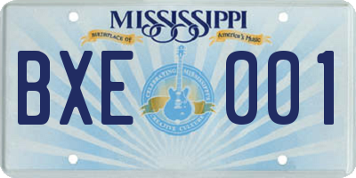 MS license plate BXE001
