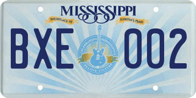 MS license plate BXE002