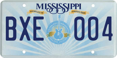 MS license plate BXE004