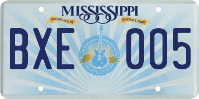 MS license plate BXE005