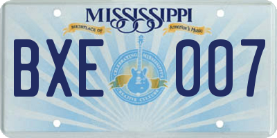 MS license plate BXE007