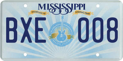 MS license plate BXE008