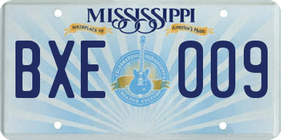 MS license plate BXE009