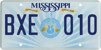 MS license plate BXE010