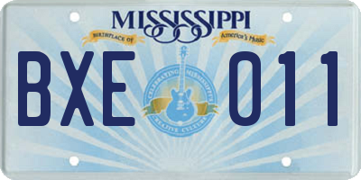 MS license plate BXE011