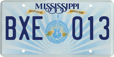 MS license plate BXE013