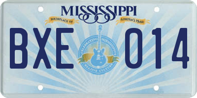 MS license plate BXE014