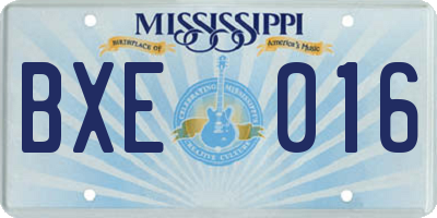 MS license plate BXE016