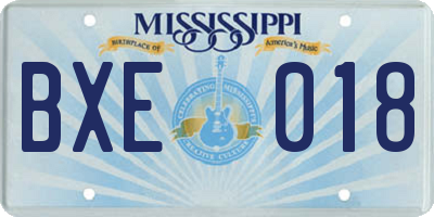 MS license plate BXE018