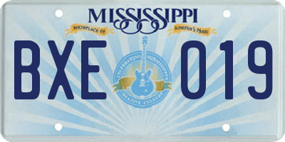 MS license plate BXE019