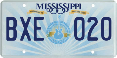 MS license plate BXE020
