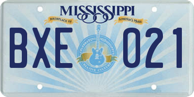 MS license plate BXE021