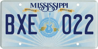 MS license plate BXE022