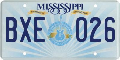 MS license plate BXE026