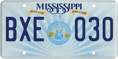 MS license plate BXE030