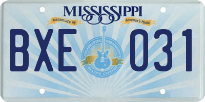 MS license plate BXE031
