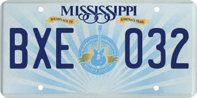 MS license plate BXE032