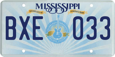 MS license plate BXE033