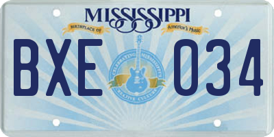 MS license plate BXE034