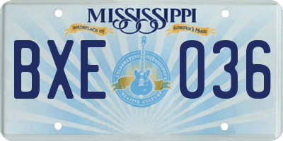 MS license plate BXE036