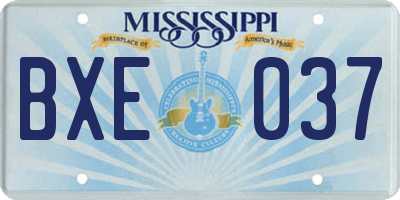MS license plate BXE037
