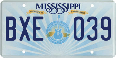 MS license plate BXE039
