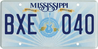 MS license plate BXE040