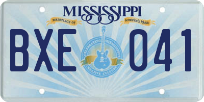 MS license plate BXE041