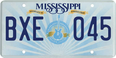 MS license plate BXE045