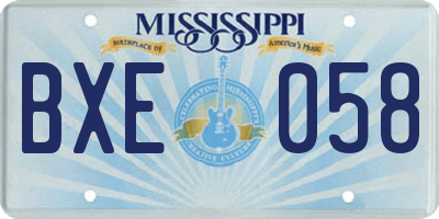 MS license plate BXE058