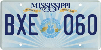 MS license plate BXE060