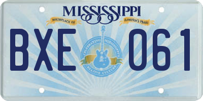 MS license plate BXE061