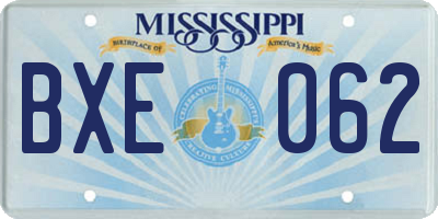 MS license plate BXE062