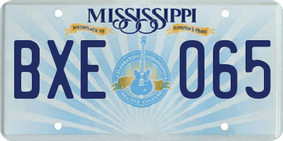 MS license plate BXE065