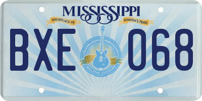 MS license plate BXE068