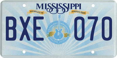 MS license plate BXE070