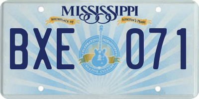 MS license plate BXE071