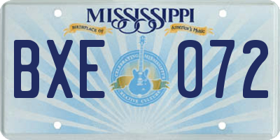 MS license plate BXE072